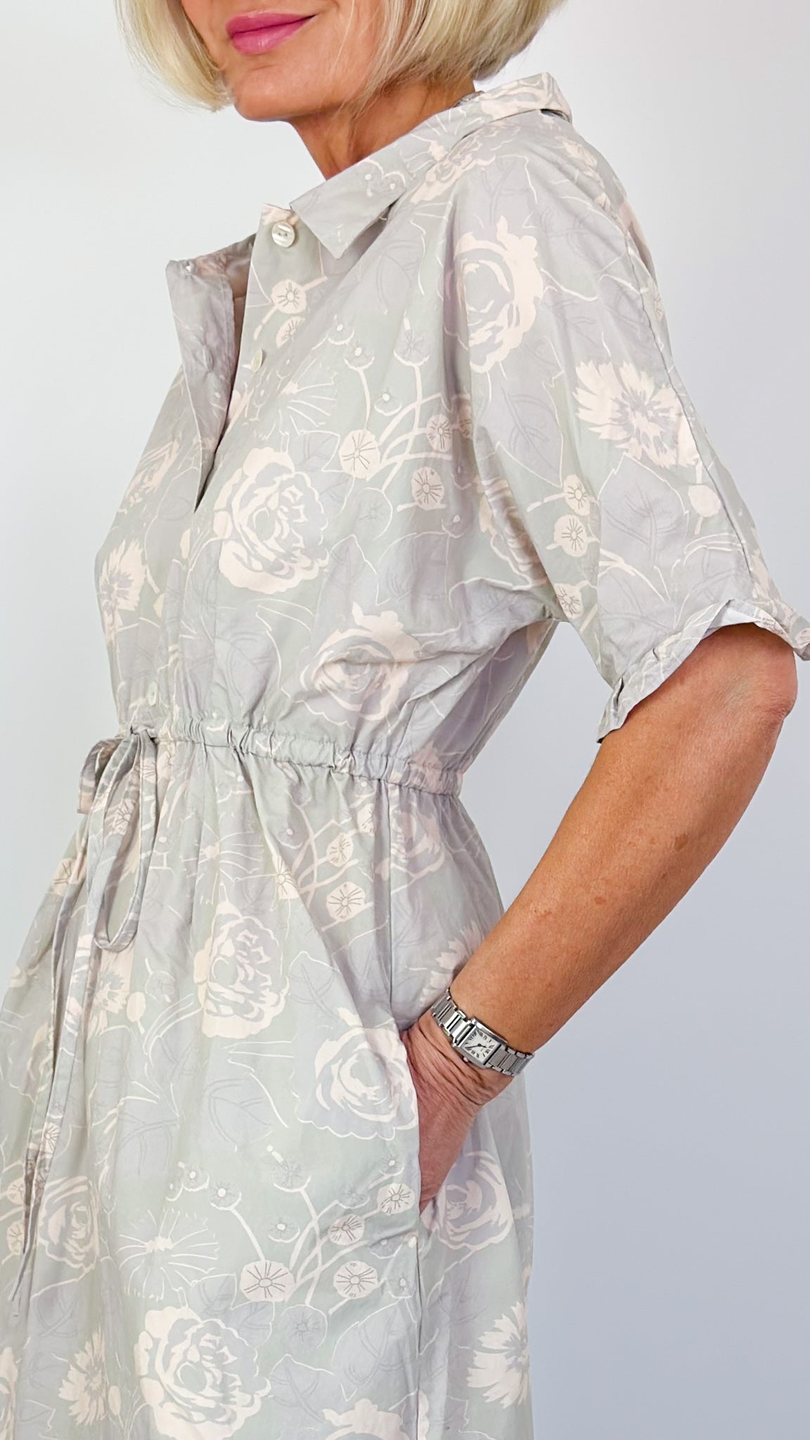 Sula Uniform Dress Shadow Rose Print