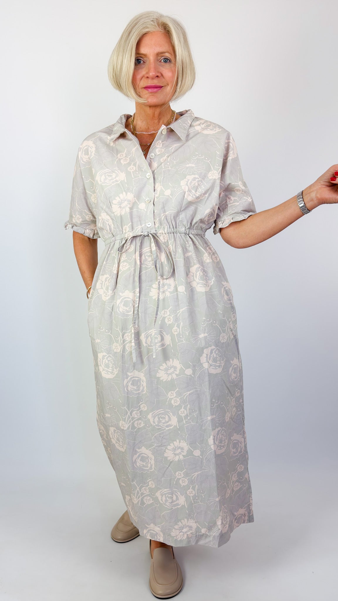 Sula Uniform Dress Shadow Rose Print