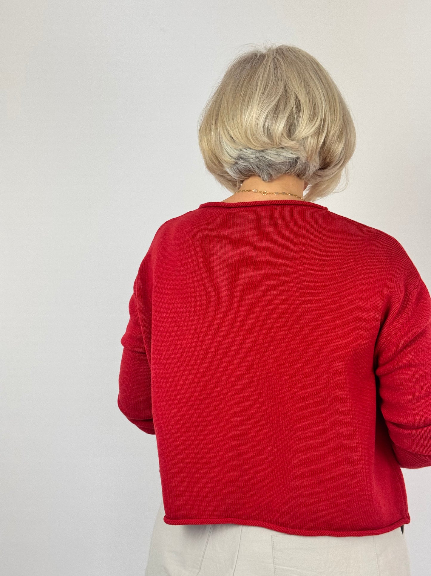 Cordelia James Gani Cotton Cardigan Red