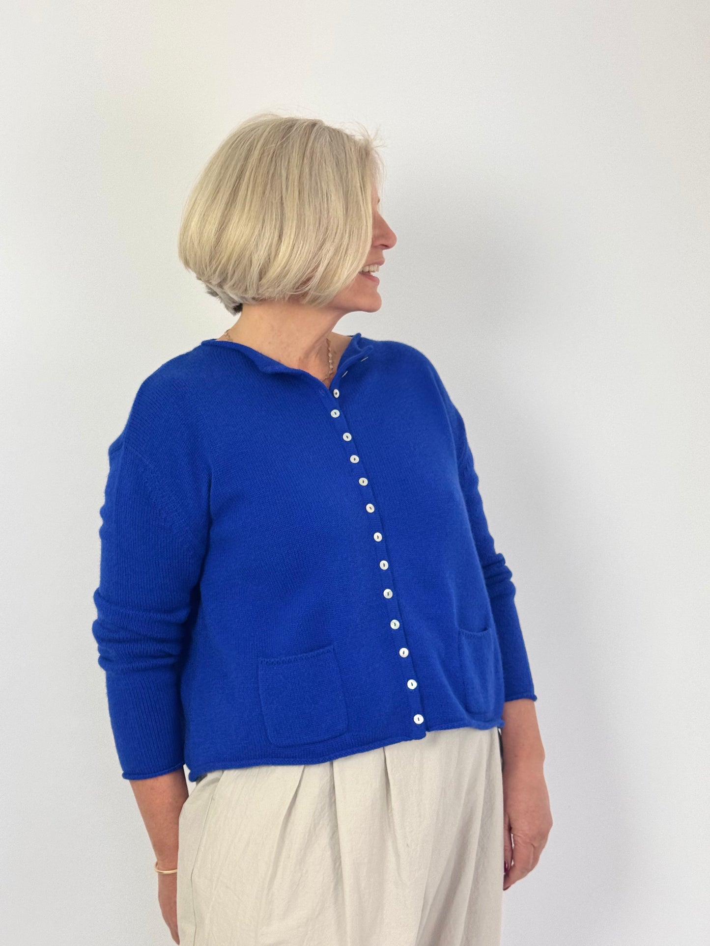 Cordelia James Gani Wool Cardigan Sapphire