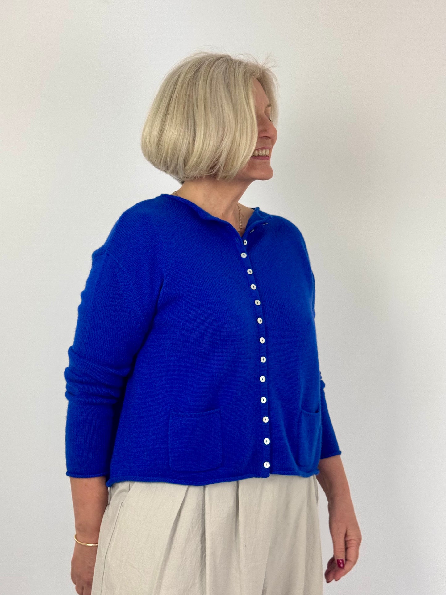 Cordelia James Gani Wool Cardigan Sapphire