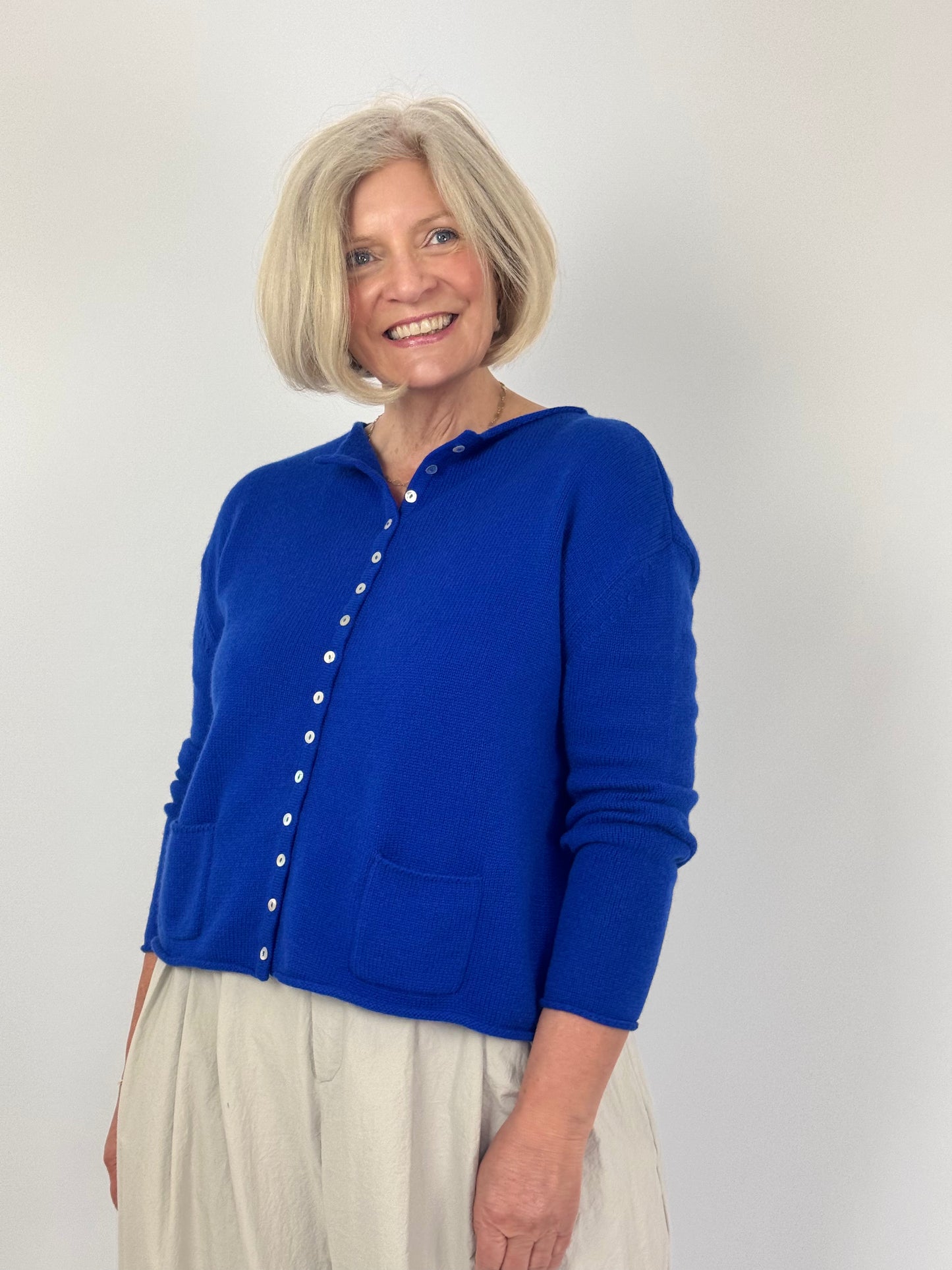 Cordelia James Gani Wool Cardigan Sapphire