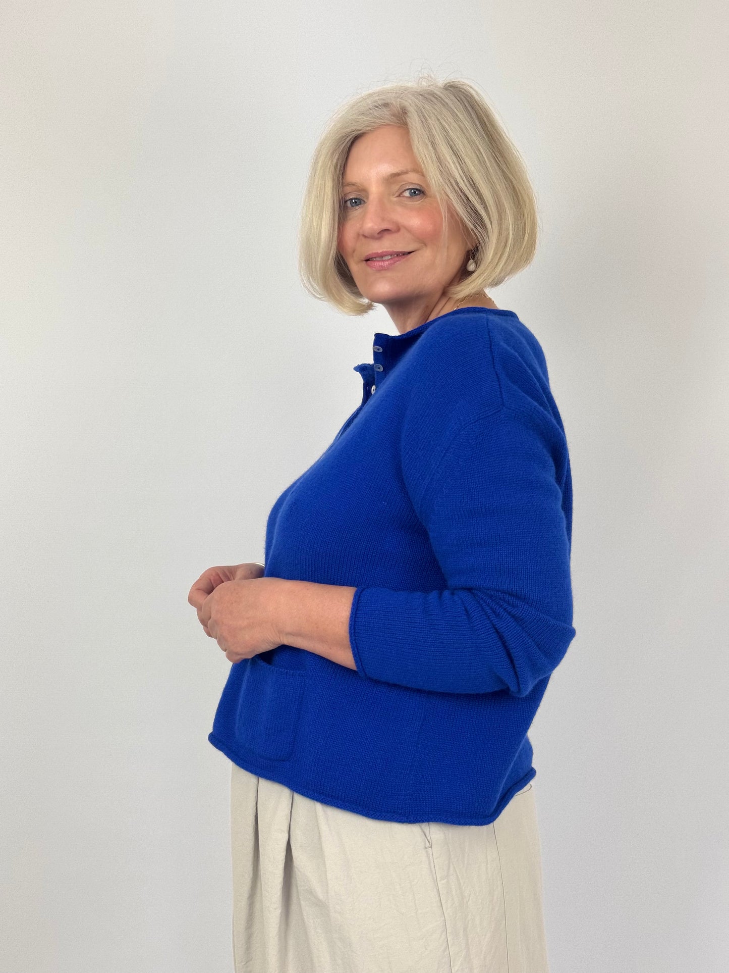 Cordelia James Gani Wool Cardigan Sapphire