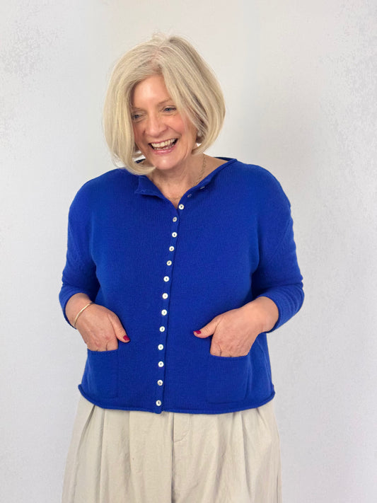 Cordelia James Gani Wool Cardigan Sapphire