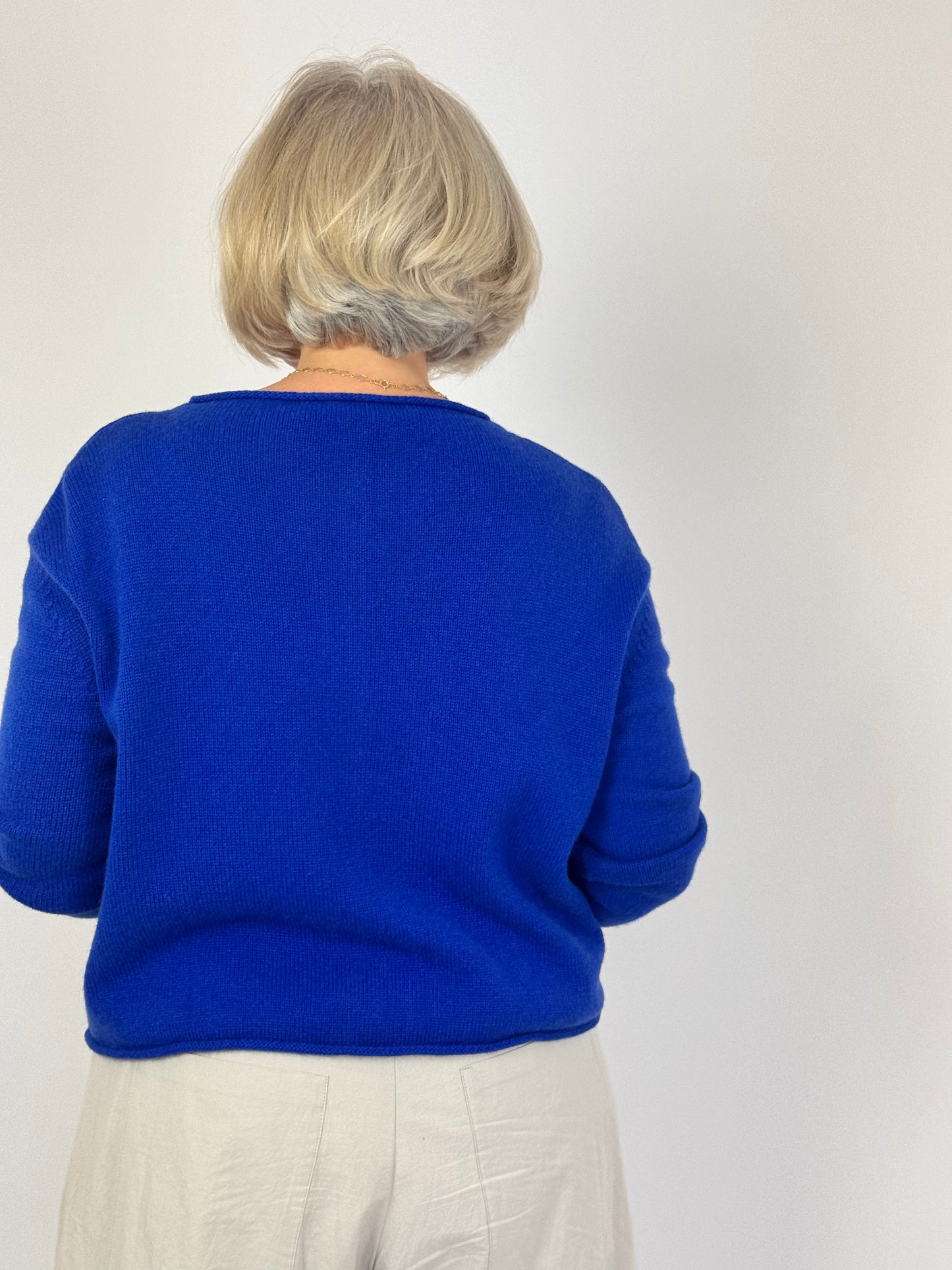 Cordelia James Gani Wool Cardigan Sapphire