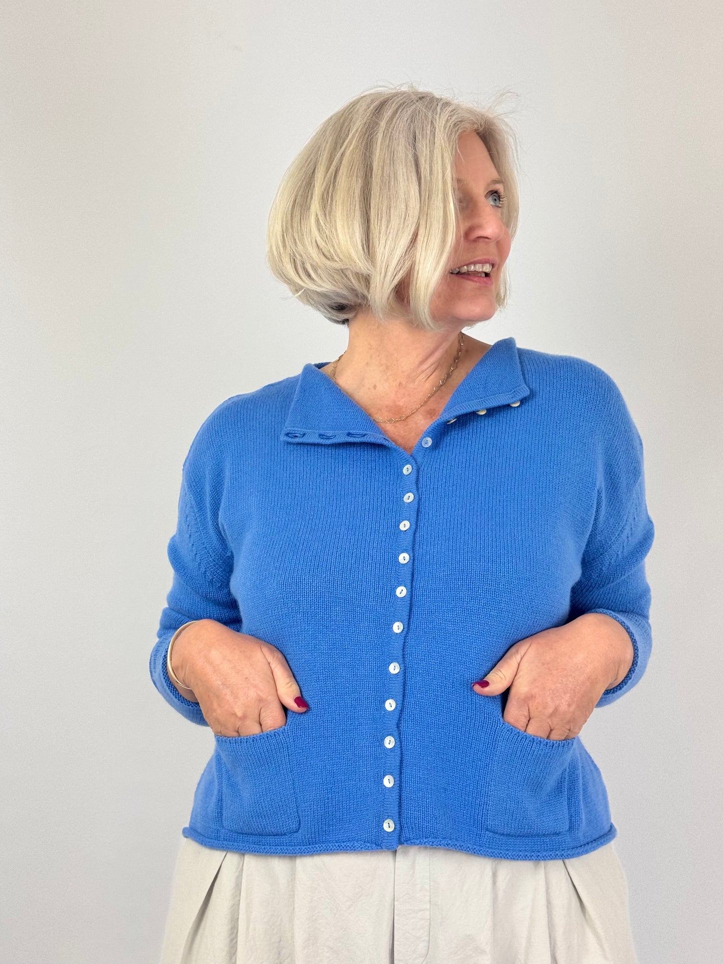 Cordelia James Gani Wool Cardigan Sky