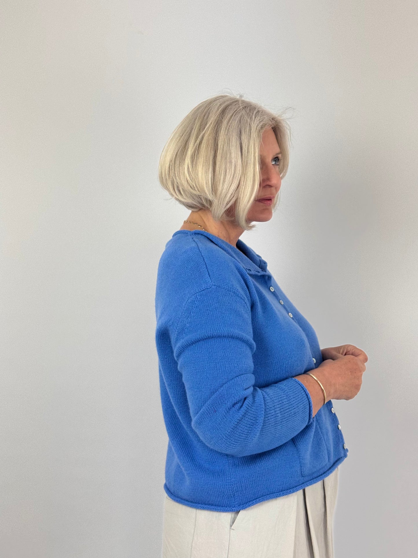 Cordelia James Gani Wool Cardigan Sky