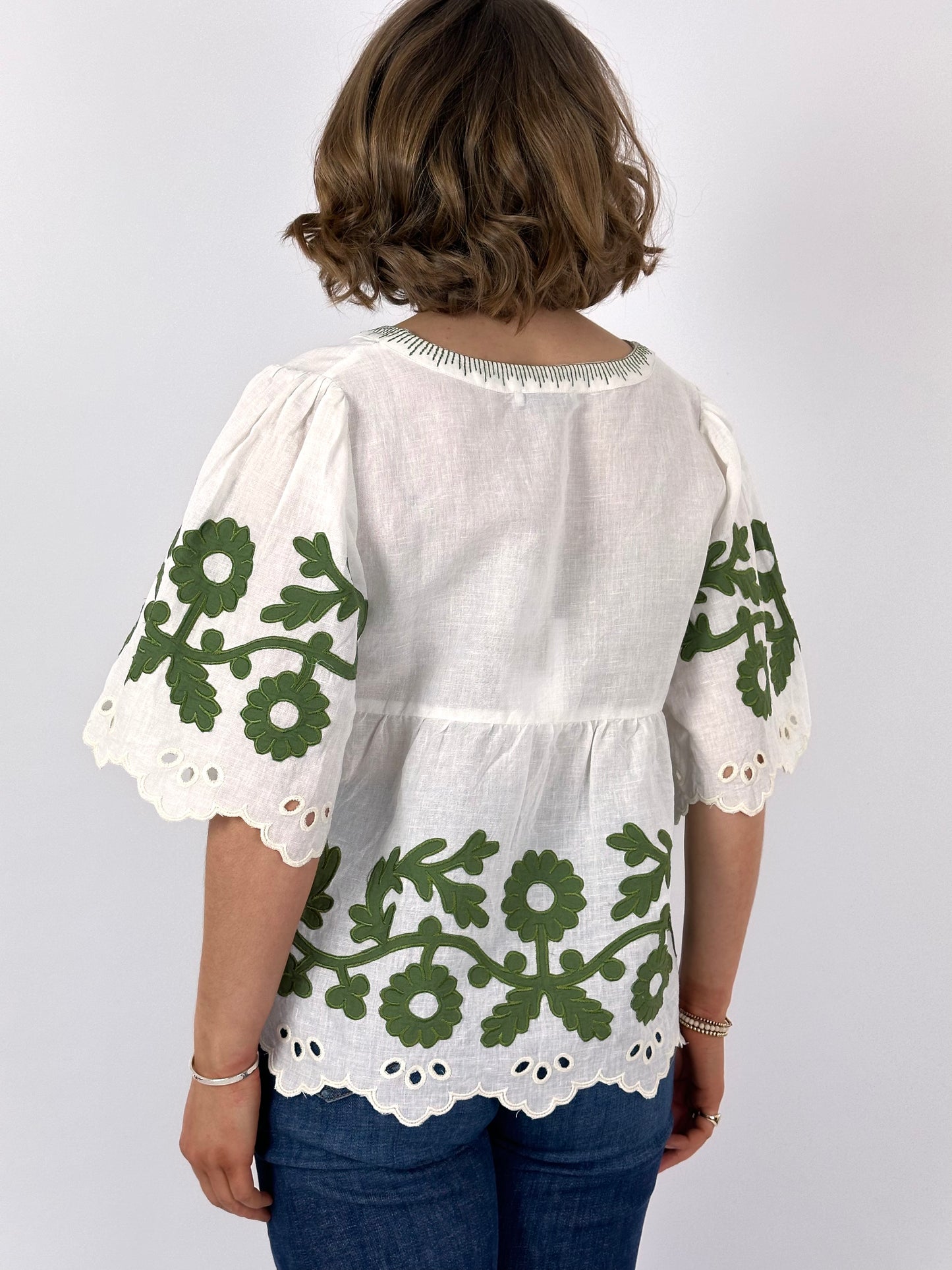 Rose & Rose Alessio Blouse White/Olive