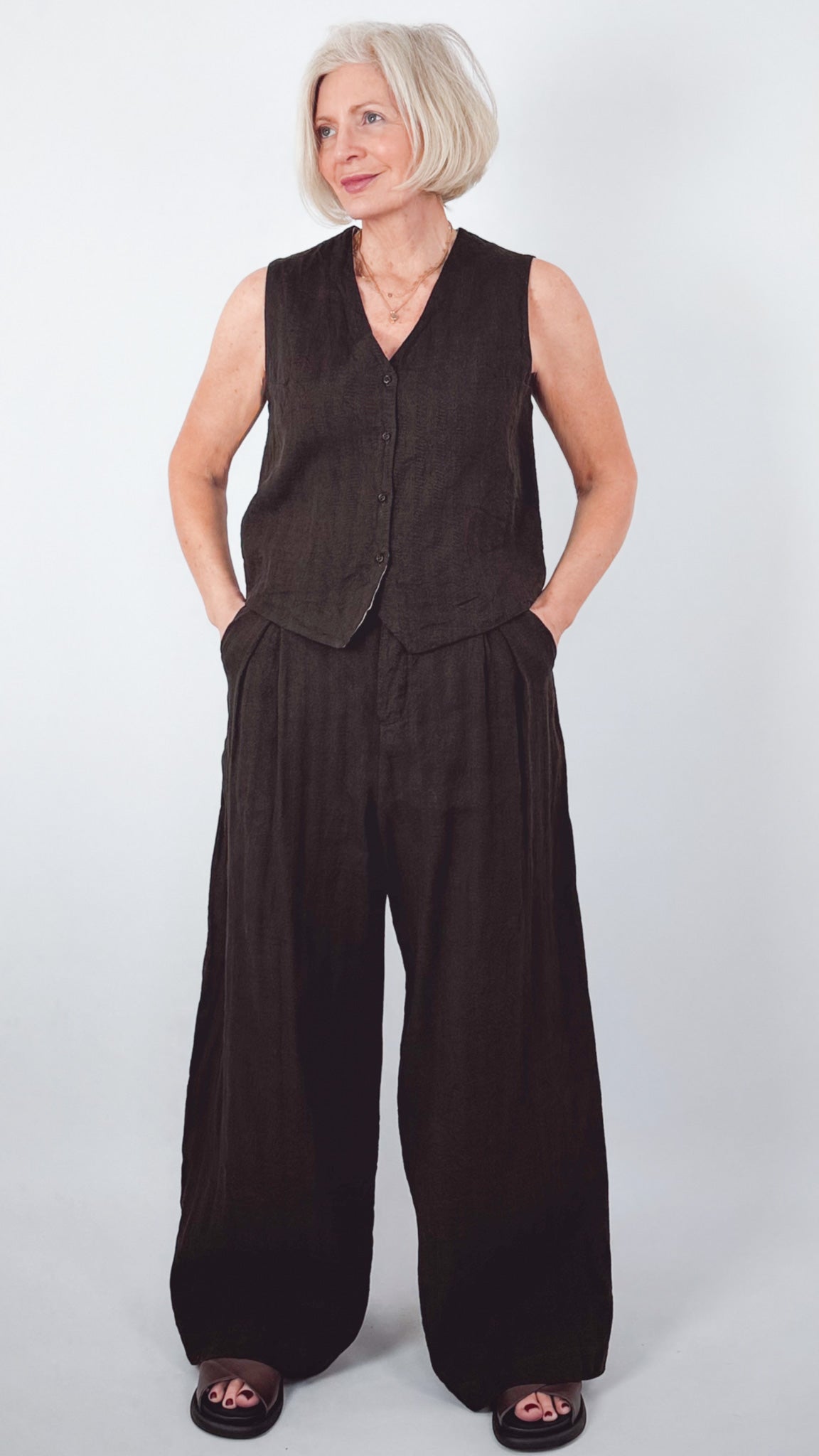 Elsa Esturgie Peau Waistcoat Brown