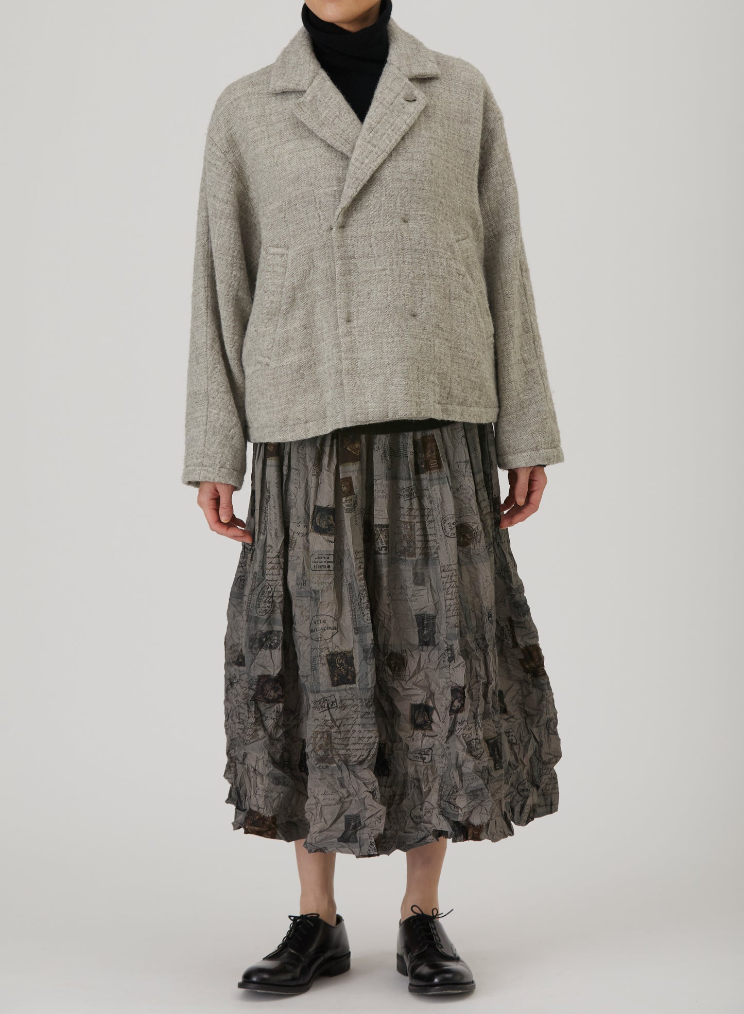 Pas De Calais 7491 Travel Print Skirt Charcoal PRE-ORDER